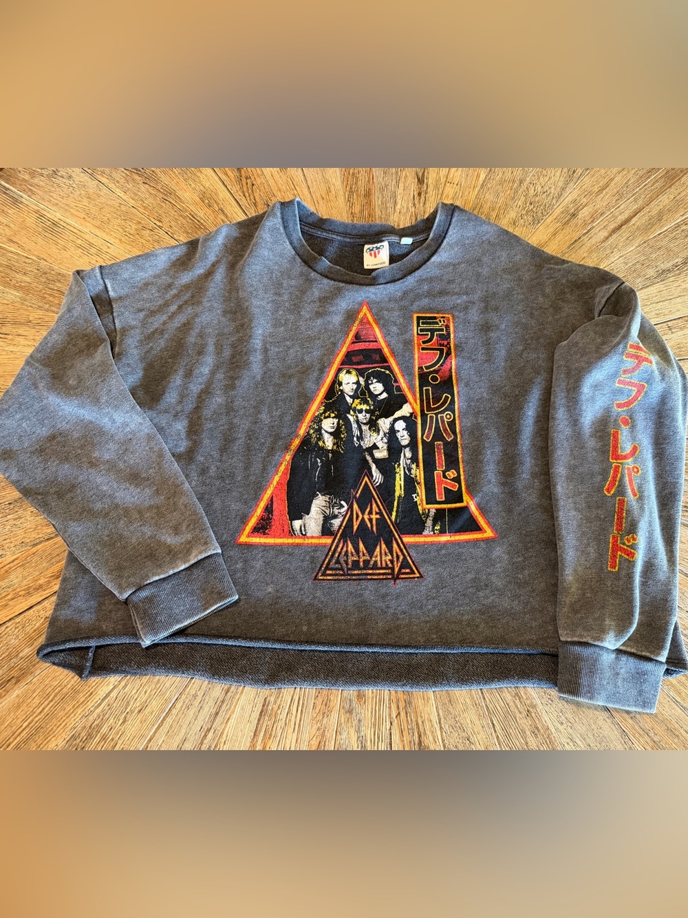 Def Leppard Junk Food Women’s Cropped Sweatshirt Japanese Graphic Band Tee XXL
